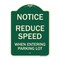Signmission Reduce Speed When Entering Parking Lot Heavy-Gauge Aluminum Sign, 24" x 18", G-1824-23534 A-DES-G-1824-23534 - alternate 1
